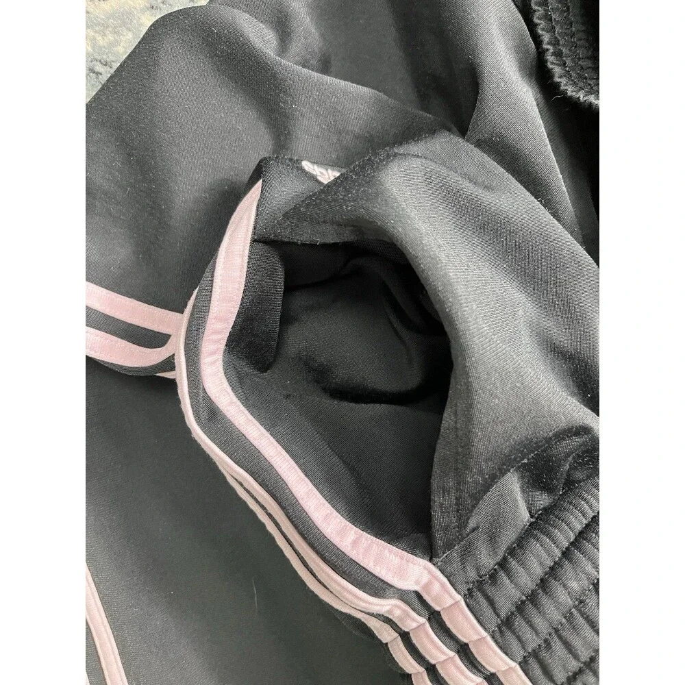 Mens Adidas Wide Leg Baggy Track Pants size Large Black Pink